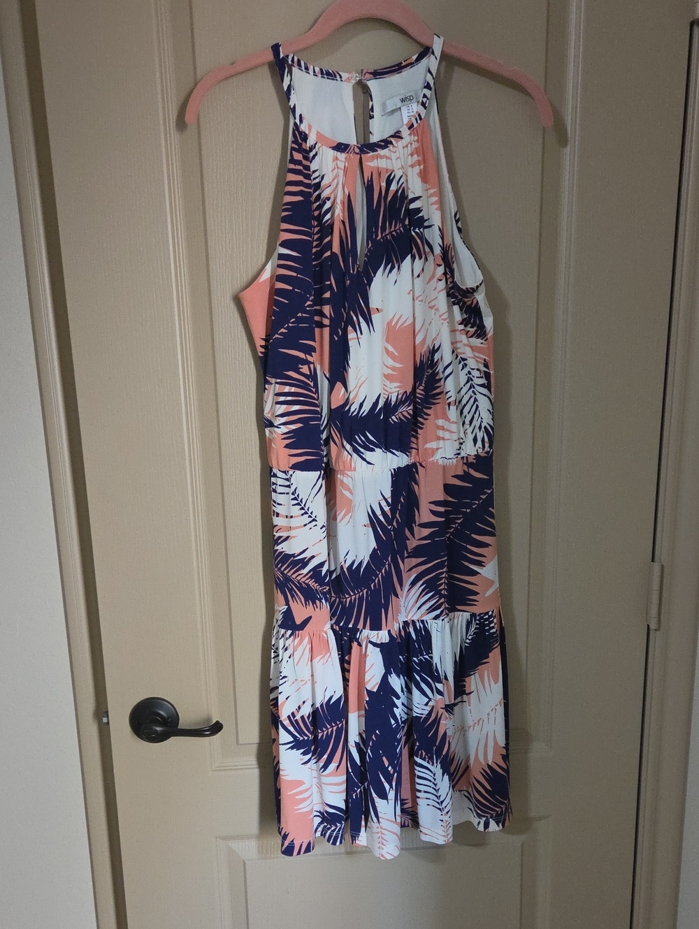 Mossimo Halter Midi Dress in Peach Palm Print